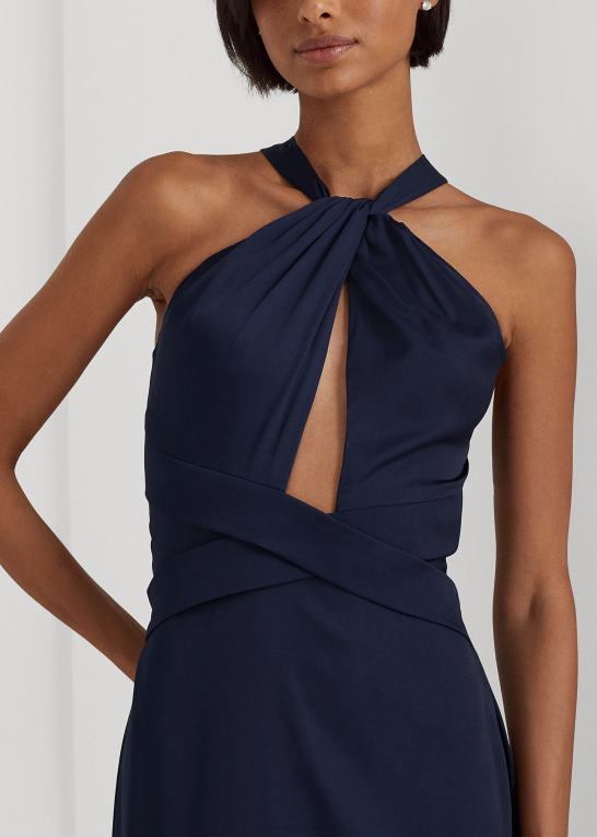 raffineret flåde Kvinder Ralph Lauren satin grime kjole Z426B3983