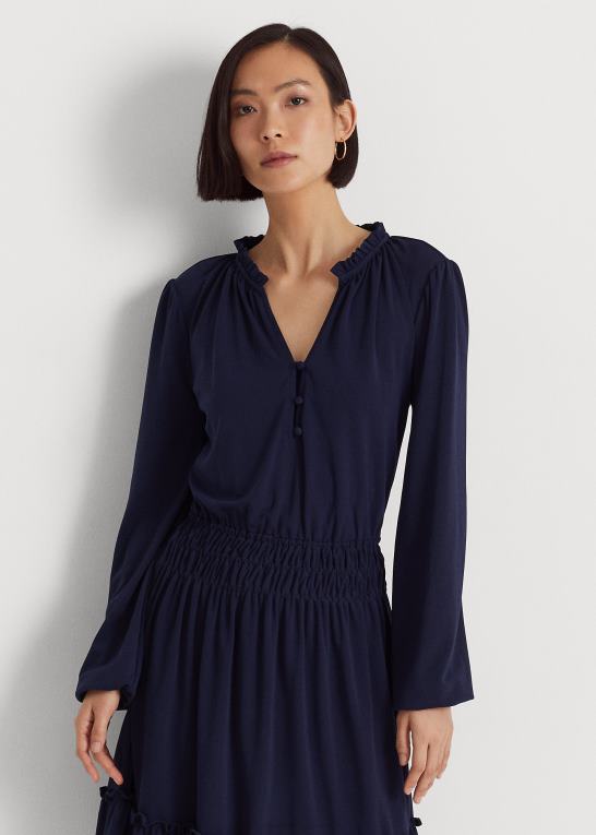 raffineret flåde Kvinder Ralph Lauren stretch jersey kjole Z426B4408