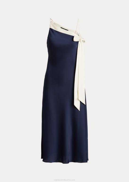 raffineret navy/creme Kvinder Ralph Lauren tofarvet charmeuse cocktailkjole Z426B4093