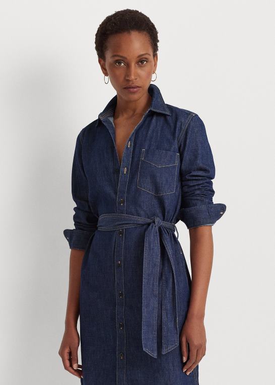 ren skyllevask Kvinder Ralph Lauren denim skjortekjole med bælte Z426B4436