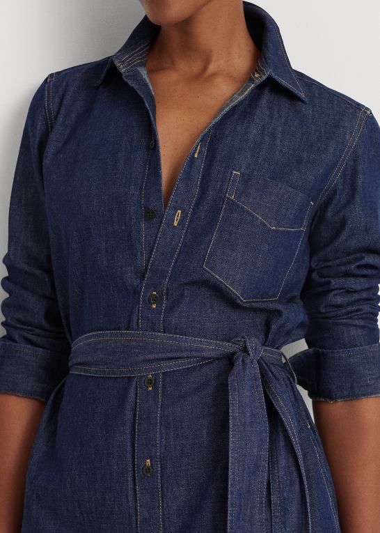 ren skyllevask Kvinder Ralph Lauren denim skjortekjole med bælte Z426B4436