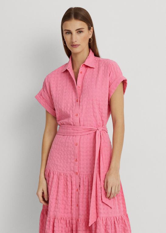 rosen ved poolen Kvinder Ralph Lauren gingham bomuld kjole Z426B4440