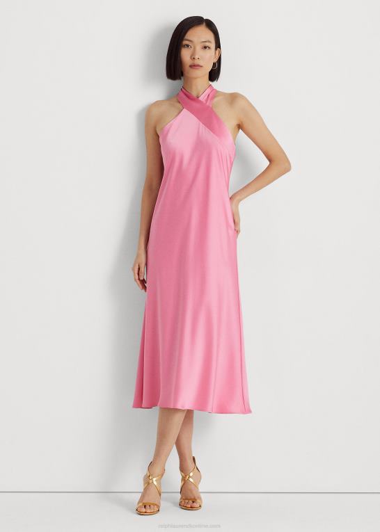 rosen ved poolen Kvinder Ralph Lauren satin charmeuse grime cocktailkjole Z426B4043