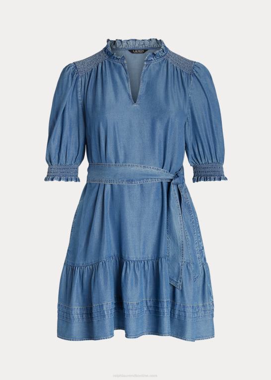 salt creek vask Kvinder Ralph Lauren pufærmet denimkjole med bælte Z426B4619