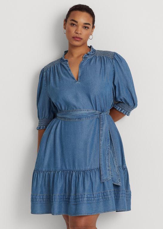 salt creek vask Kvinder Ralph Lauren pufærmet denimkjole med bælte Z426B4619