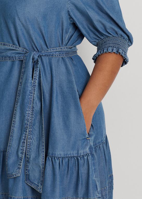 salt creek vask Kvinder Ralph Lauren pufærmet denimkjole med bælte Z426B4619