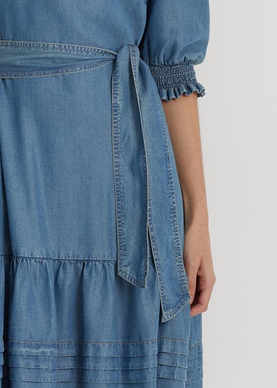 salt creek vask Kvinder Ralph Lauren pufærmet denimkjole med bælte Z426B4841