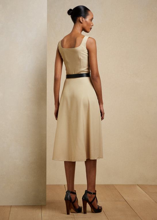sand Kvinder Ralph Lauren semira uld gabardin dag kjole Z426B9299