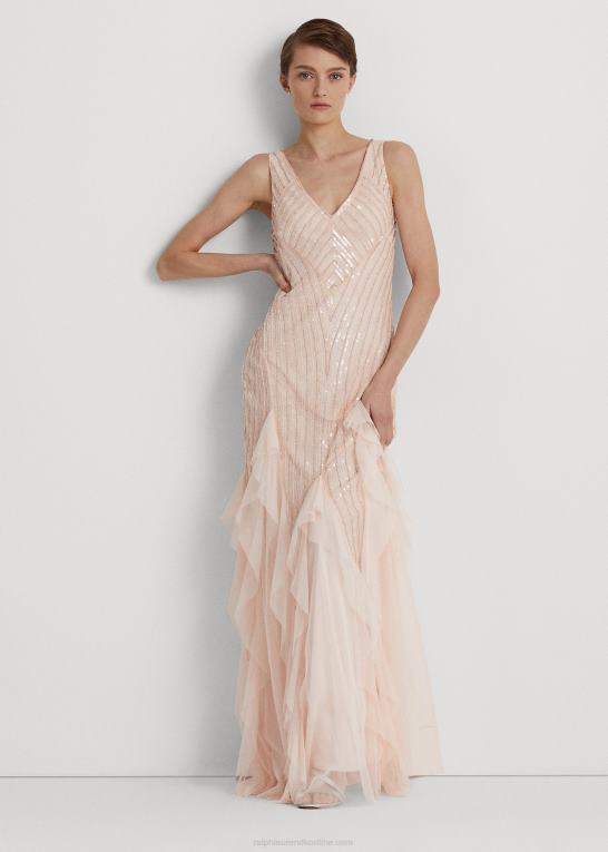 sky pink Kvinder Ralph Lauren beared tyl kjole Z426B4089