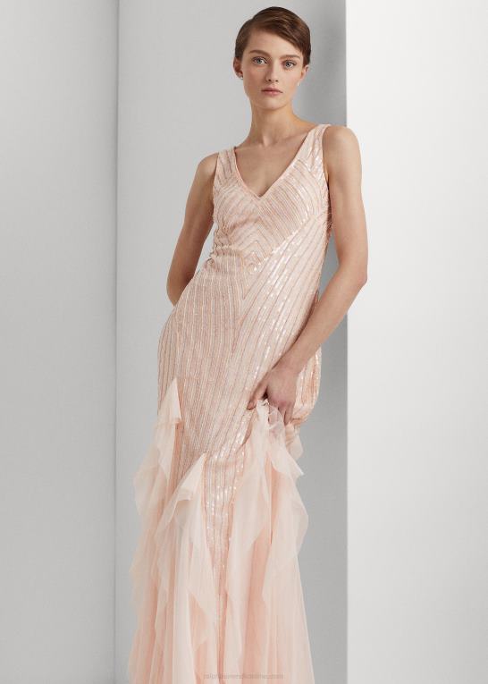 sky pink Kvinder Ralph Lauren beared tyl kjole Z426B4089