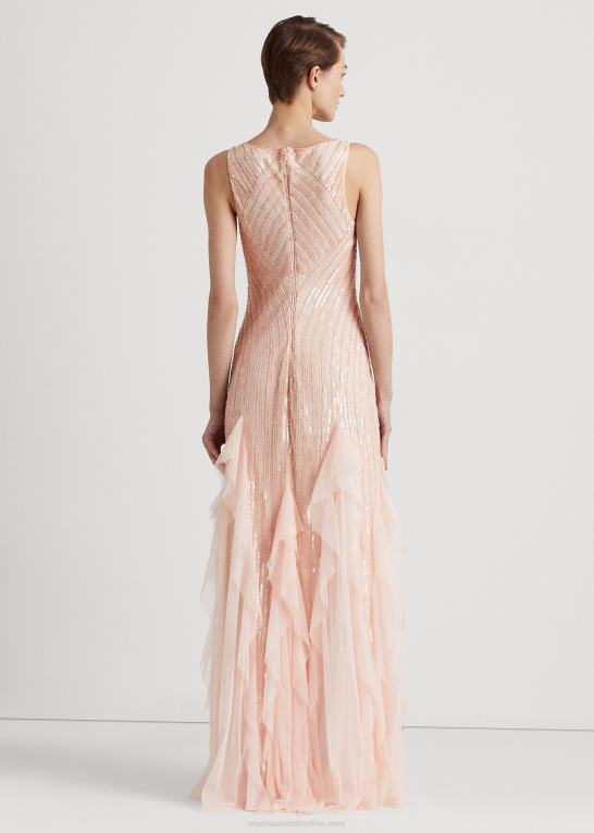sky pink Kvinder Ralph Lauren beared tyl kjole Z426B4089
