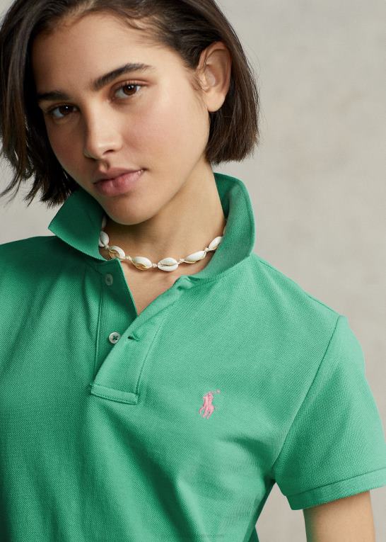 solnedgang grøn Kvinder Ralph Lauren polokjole i bomuldsnet Z426B9246