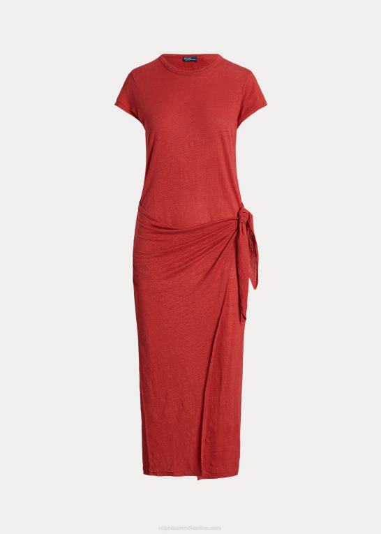 solnedgang rød Kvinder Ralph Lauren jersey-trøjekjole med bindedetaljer Z426B2964