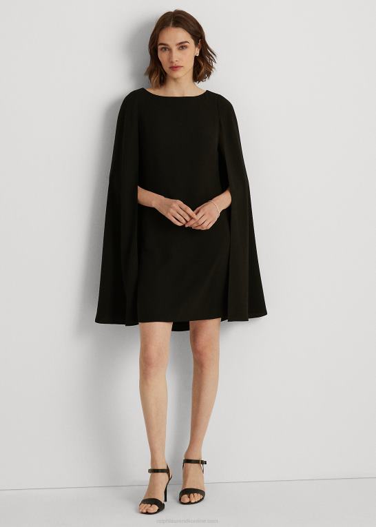 sort Kvinder Ralph Lauren cape georgette cocktailkjole Z426B3790