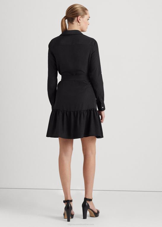 sort Kvinder Ralph Lauren crepe langærmet kjole Z426B9517