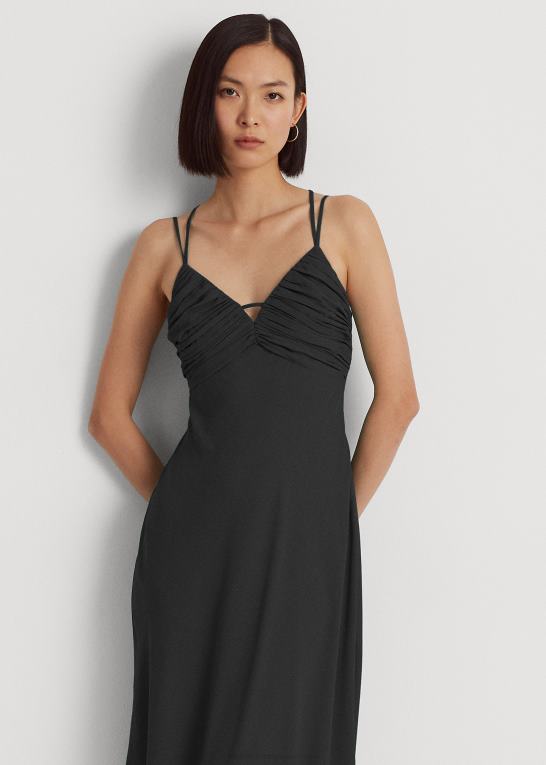 sort Kvinder Ralph Lauren georgette underkjole med dobbelt stropper Z426B3910