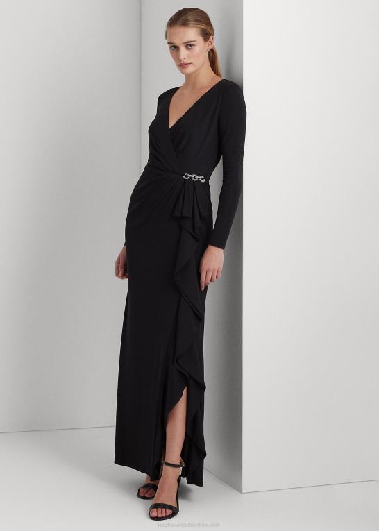 sort Kvinder Ralph Lauren jersey-kjole med flæsekant Z426B9585