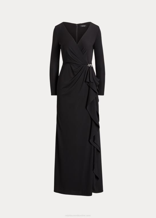 sort Kvinder Ralph Lauren jersey-kjole med flæsekant Z426B9585