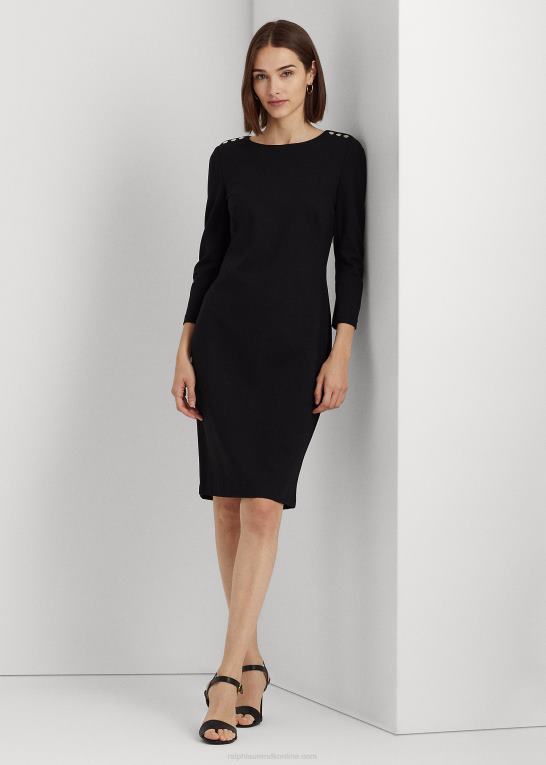sort Kvinder Ralph Lauren ponte trekvart ærme kjole Z426B4179