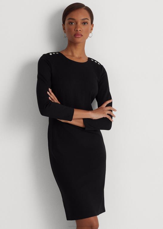 sort Kvinder Ralph Lauren ponte trekvart ærme kjole Z426B4481