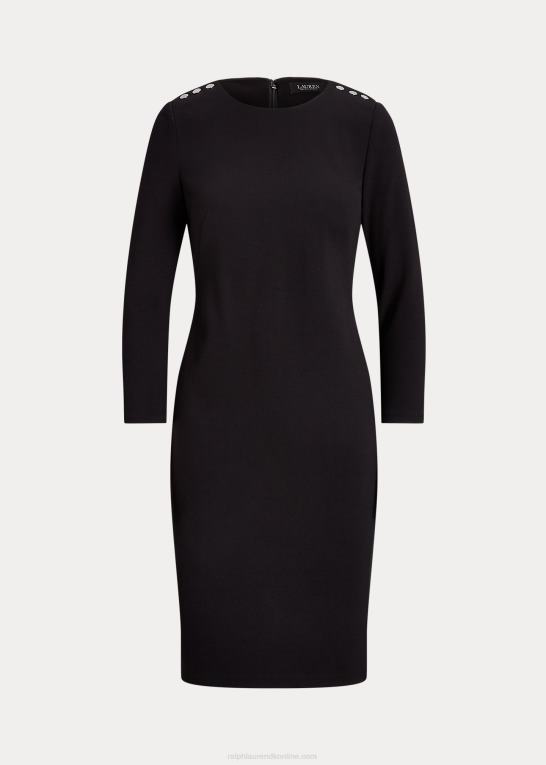 sort Kvinder Ralph Lauren ponte trekvart ærme kjole Z426B4481