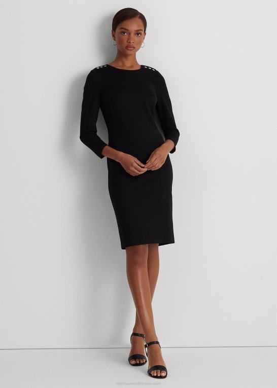 sort Kvinder Ralph Lauren ponte trekvart ærme kjole Z426B4481