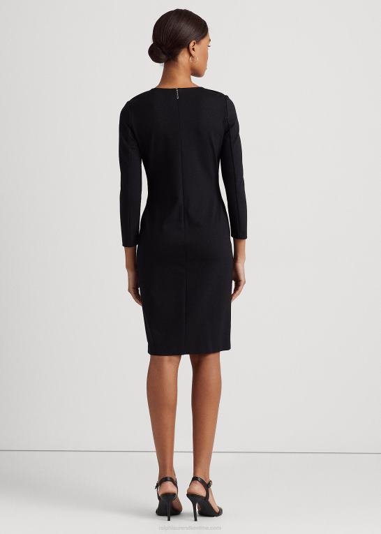 sort Kvinder Ralph Lauren ponte trekvart ærme kjole Z426B4481