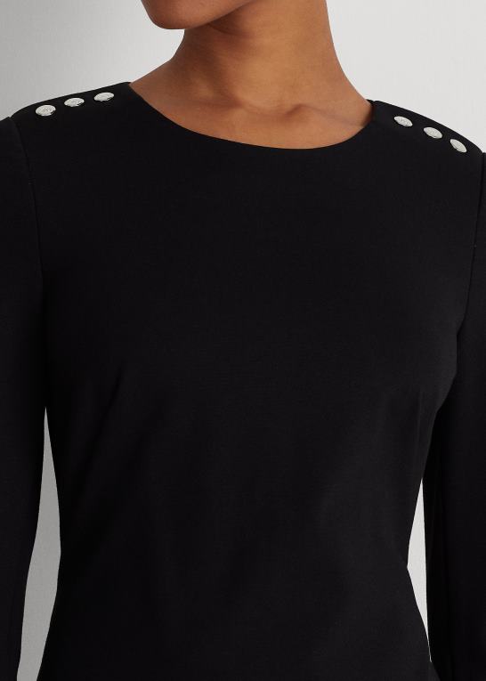 sort Kvinder Ralph Lauren ponte trekvart ærme kjole Z426B4481