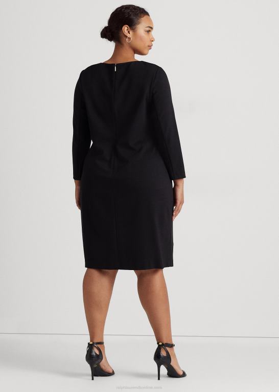 sort Kvinder Ralph Lauren ponte trekvart ærme kjole Z426B4721