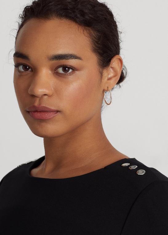 sort Kvinder Ralph Lauren ponte trekvart ærme kjole Z426B4721
