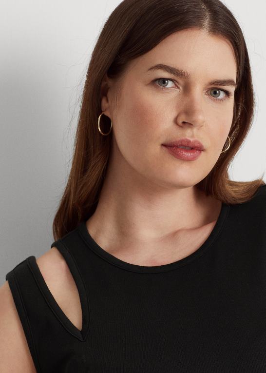 sort Kvinder Ralph Lauren ærmeløs midikjole i bomuldsblanding Z426B4553