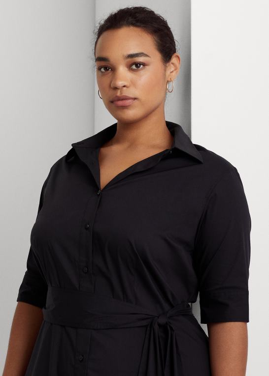 sort Kvinder Ralph Lauren skjortekjole i bomuldsblanding Z426B4719