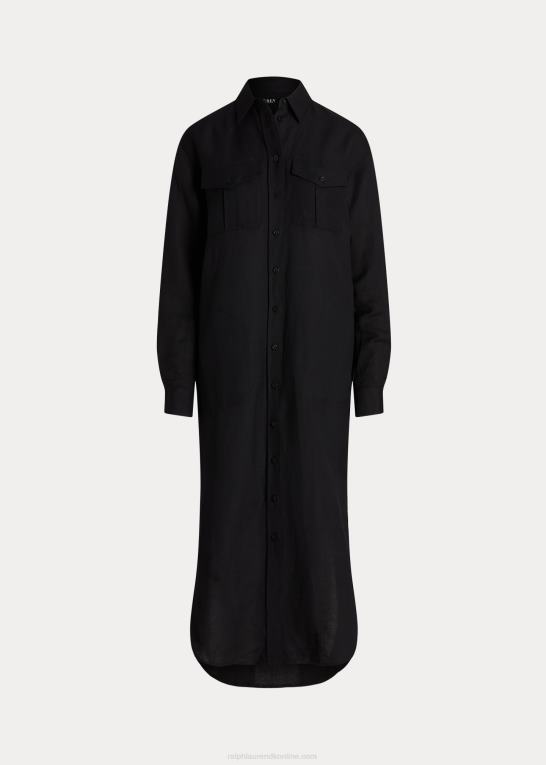 sort Kvinder Ralph Lauren skjortekjole i hørblanding Z426B3883