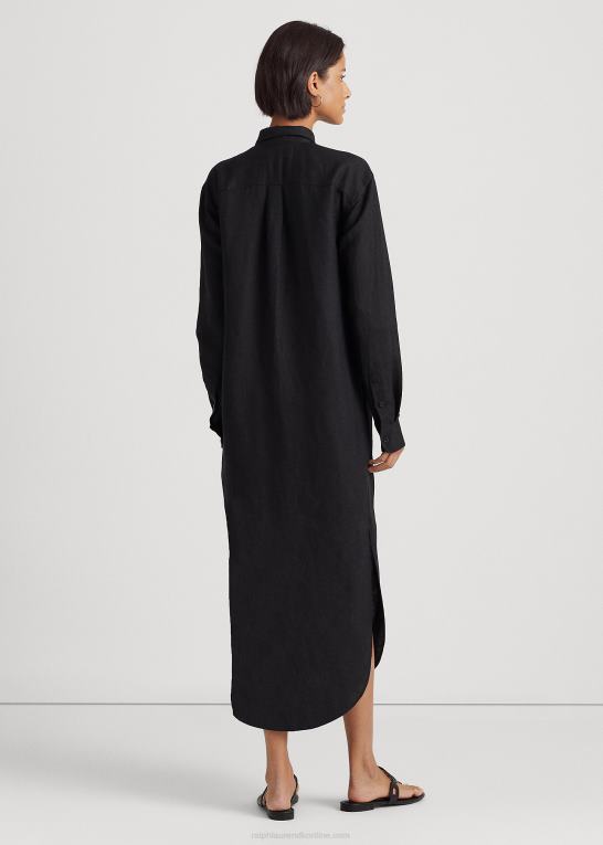 sort Kvinder Ralph Lauren skjortekjole i hørblanding Z426B3883