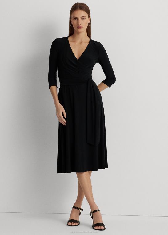 sort Kvinder Ralph Lauren surplice jersey kjole Z426B9150