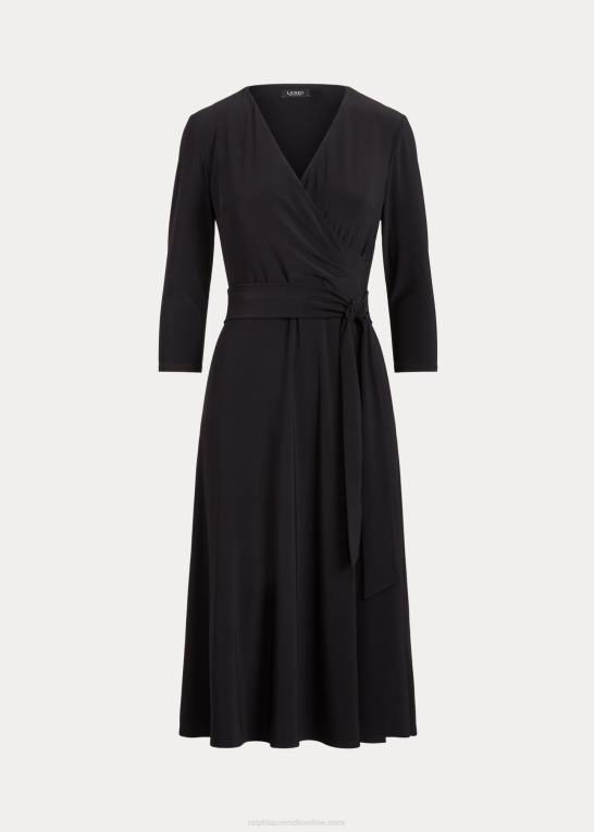 sort Kvinder Ralph Lauren surplice jersey kjole Z426B9150