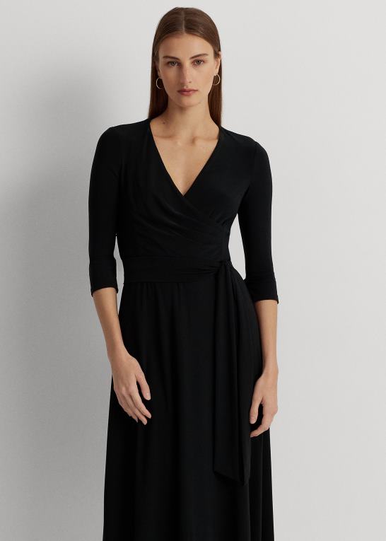 sort Kvinder Ralph Lauren surplice jersey kjole Z426B9150