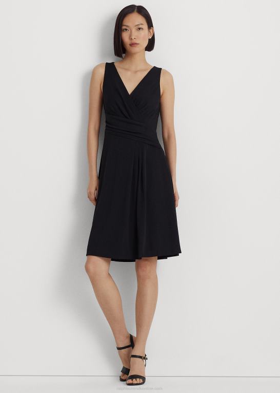 sort Kvinder Ralph Lauren surplice jersey ærmeløs kjole Z426B3889