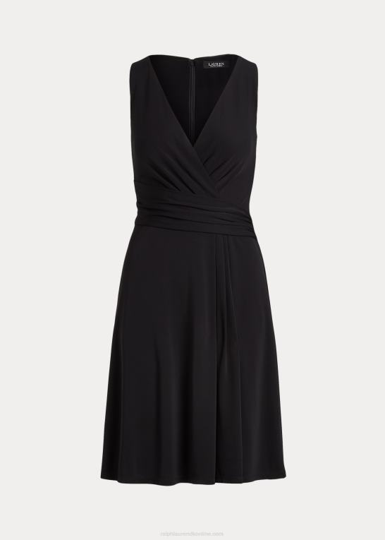 sort Kvinder Ralph Lauren surplice jersey ærmeløs kjole Z426B3889