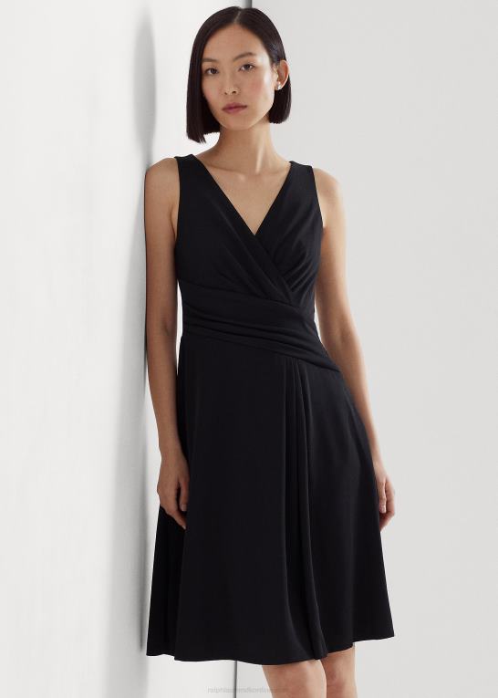sort Kvinder Ralph Lauren surplice jersey ærmeløs kjole Z426B3889