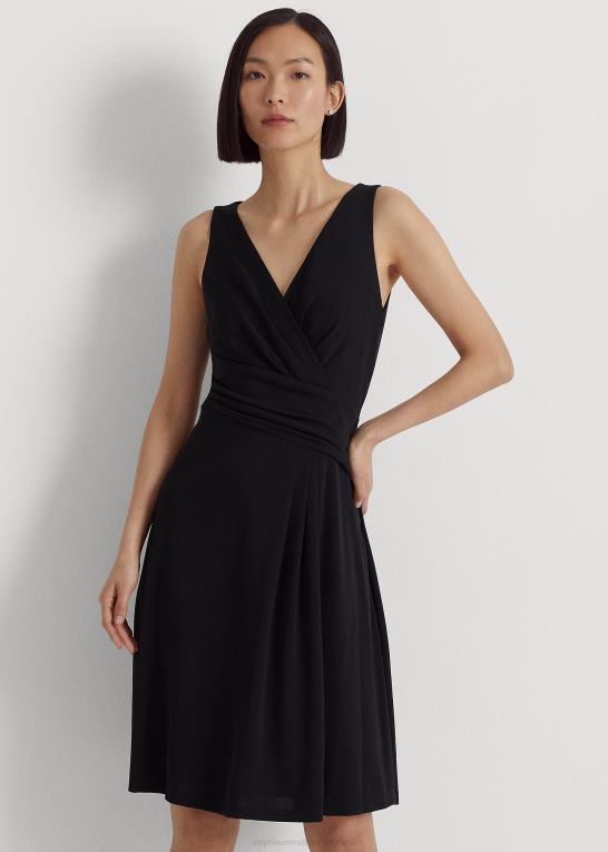 sort Kvinder Ralph Lauren surplice jersey ærmeløs kjole Z426B3889