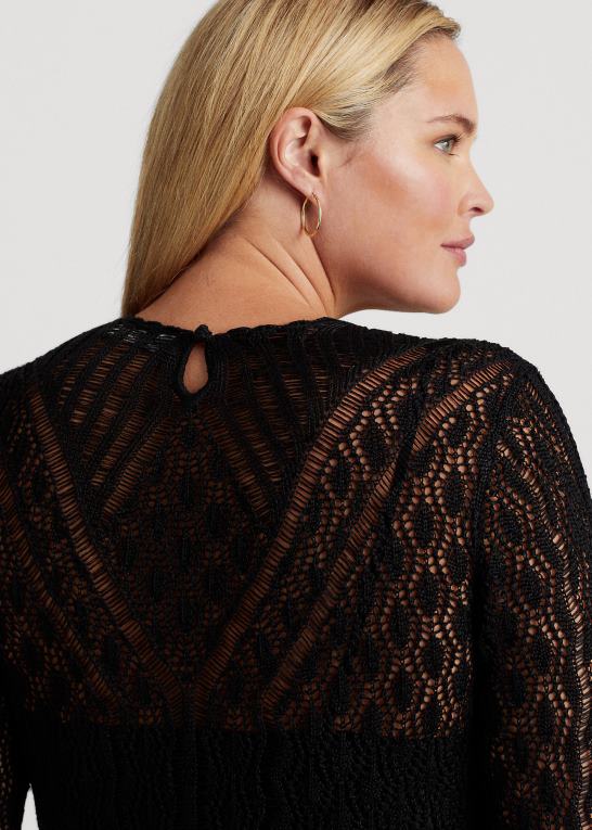 sort Kvinder Ralph Lauren sweaterkjole i hørblanding Z426B4562