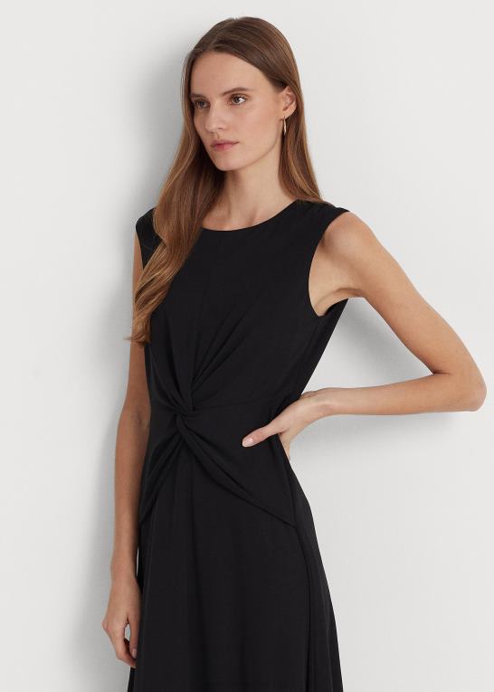 sort Kvinder Ralph Lauren twist-front jersey kjole Z426B9155
