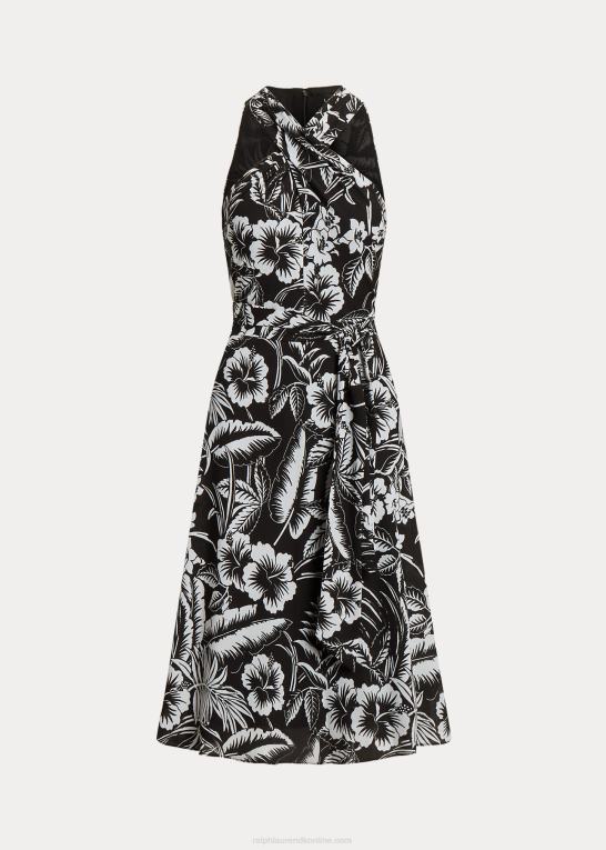 sort hvid Kvinder Ralph Lauren blomstret georgette grimekjole Z426B3921