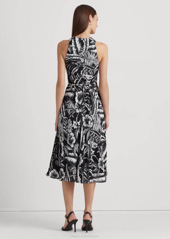sort hvid Kvinder Ralph Lauren blomstret georgette grimekjole Z426B3921