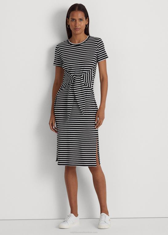 sort hvid Kvinder Ralph Lauren stribet tee-kjole i jersey foran Z426B3874