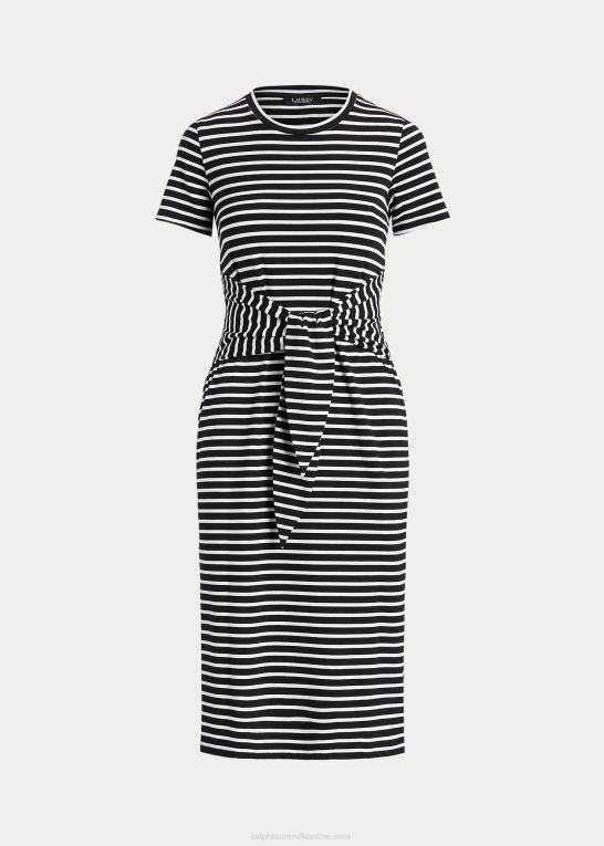 sort hvid Kvinder Ralph Lauren stribet tee-kjole i jersey foran Z426B3874