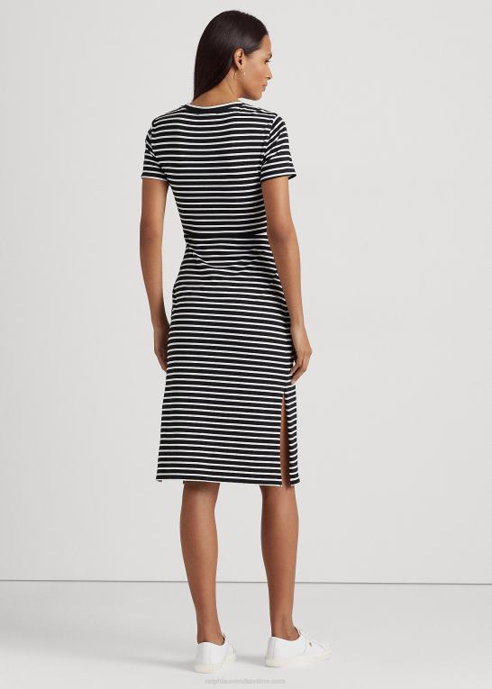 sort hvid Kvinder Ralph Lauren stribet tee-kjole i jersey foran Z426B3874