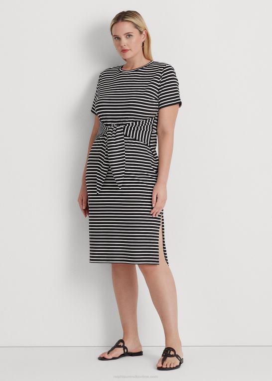 sort hvid Kvinder Ralph Lauren stribet tee-kjole i jersey foran Z426B4534