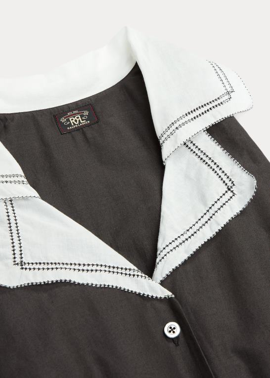 sort hvid Kvinder Ralph Lauren voilekjole i bomuld med kontrastkrave Z426B3620